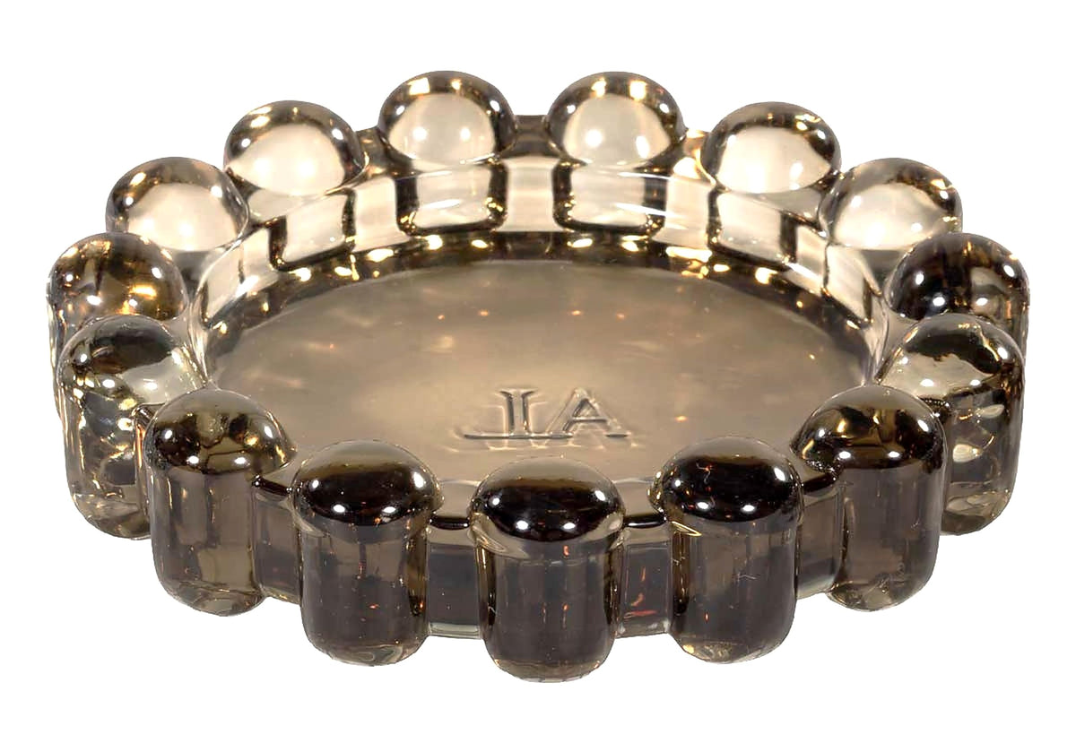 Alice Lane Original Bubble Candle Dish Large smoky amber glass on a table, elegant decor