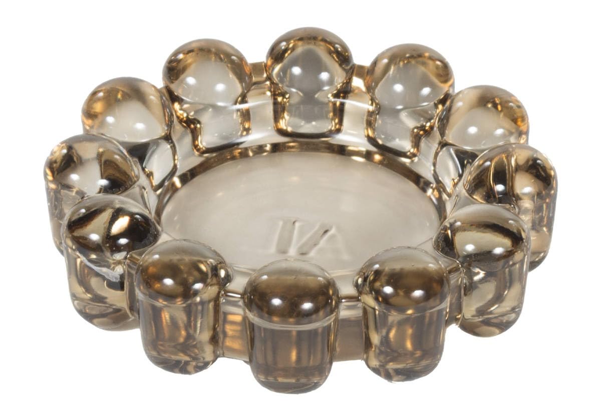 Alice Lane Original Bubble Candle Dish in smoky glass elevates small votives with chic style.