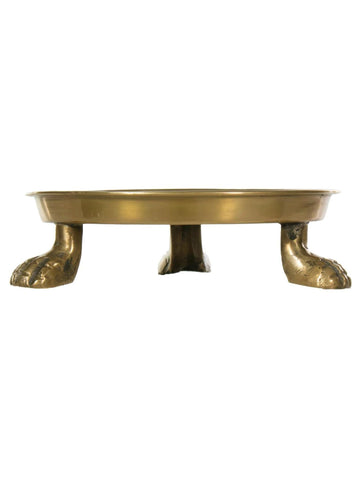 Alice Lane round-clawfoot dish gold finish closeup, showcasing craftsmanship.
