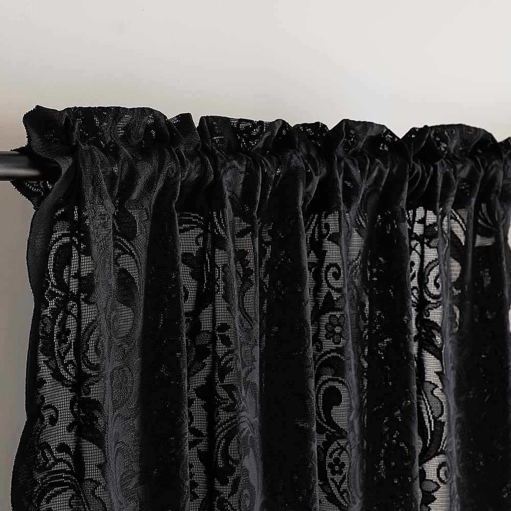 ALIGOGO black lace curtains provide see-through privacy while filtering light.