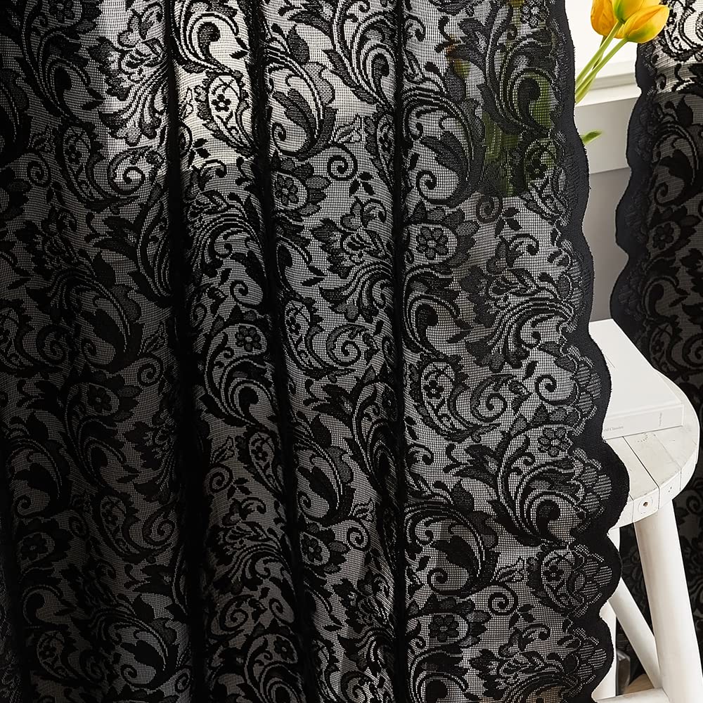ALIGOGO scalloped-edge lace curtains add delicate texture to living spaces