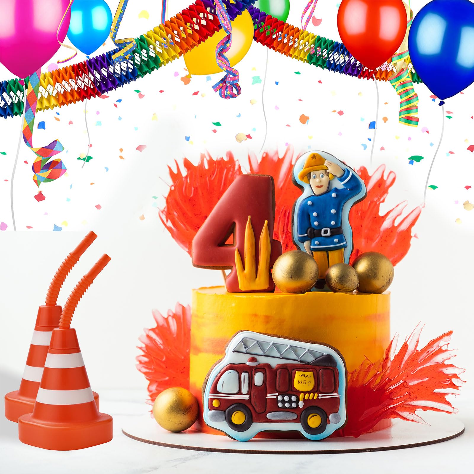 ALINK race-car theme party setup with cones and cups enhances the atmosphere