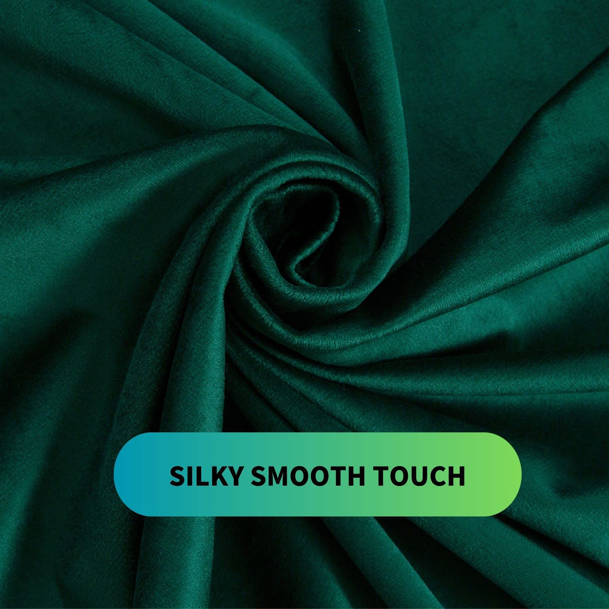 Aljctns Emerald Green Velvet Curtains in a living room setup, showcasing generous width.