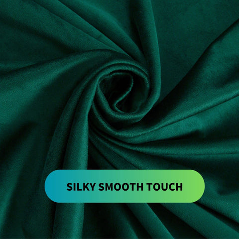 Aljctns Emerald Green Velvet Curtains in a living room setup, showcasing generous width.