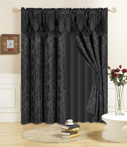 All American Collection drape set with attached valance for a complete window treatment.