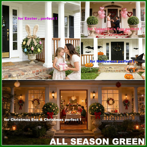 ALL SEASON GREEN UV-protected artificial boxwood ball for durable outdoor use.