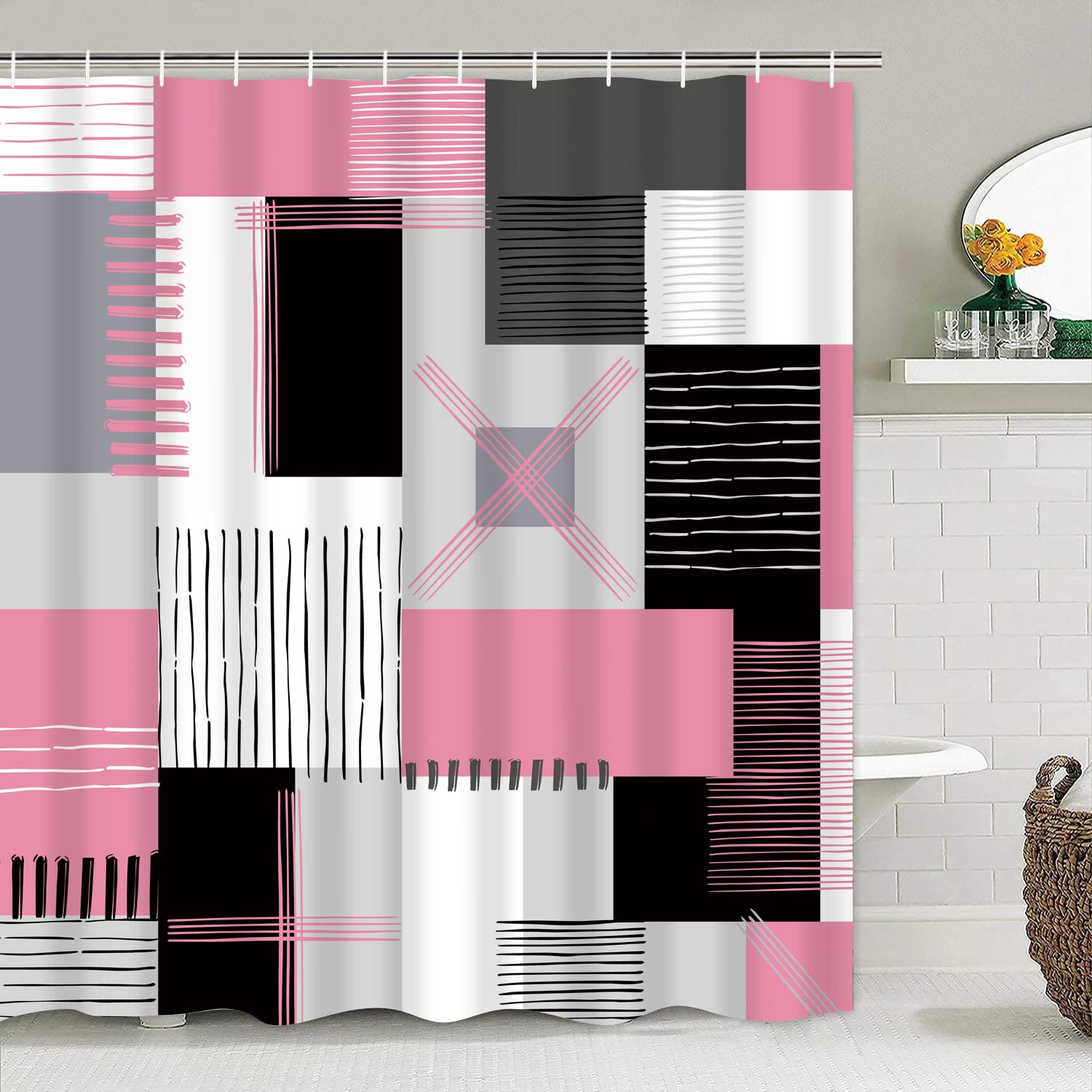 All Smiles pink toilet lid cover coordinates with the set and resists moisture.