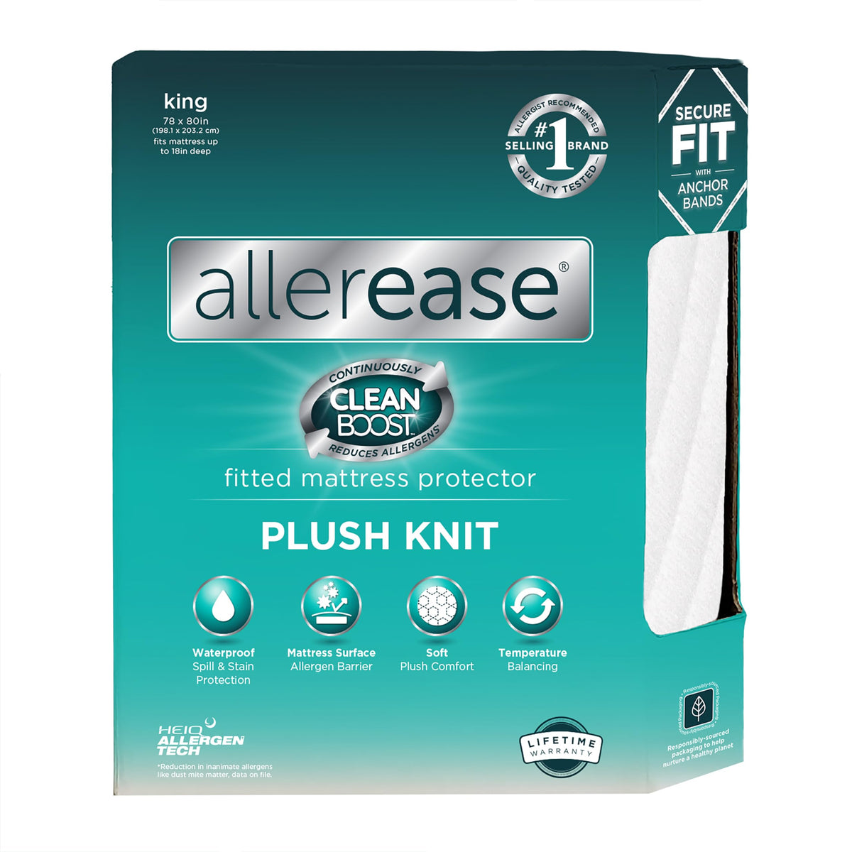 Aller-Ease CleanBoost Plush Knit Mattress Protector waterproof cover protects your mattress against spills