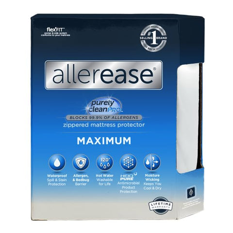 Aller-Ease Maximum features sidewall construction for a snug fit on twin and full beds.