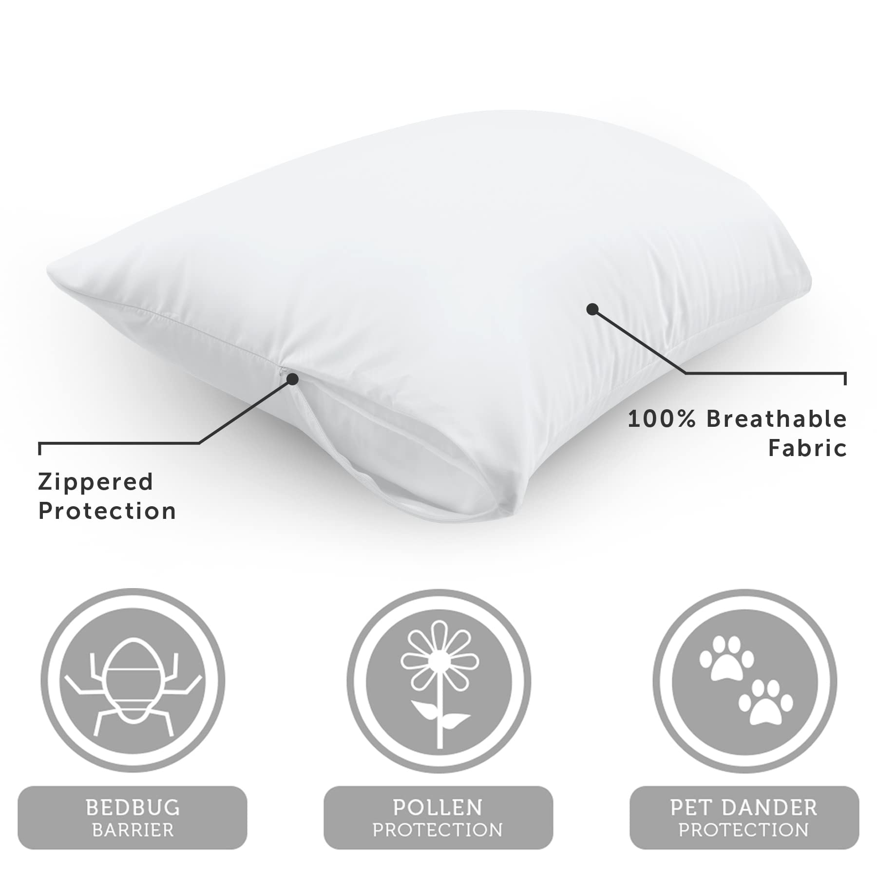 AllerEase protector sits on pillows ready for fresh sleep.