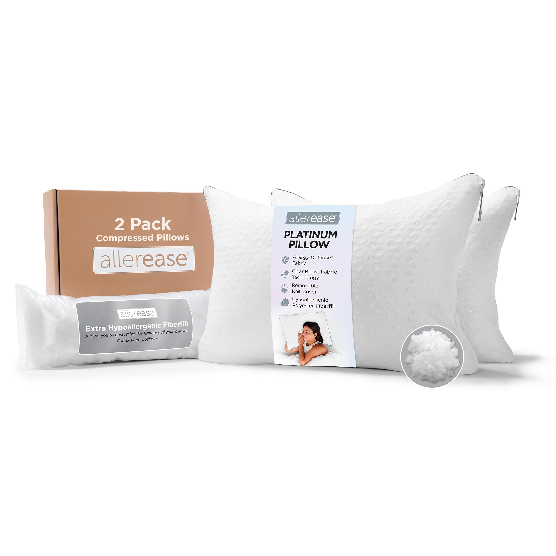 Aller-Ease Platinum 2-in-1 pillow pack arrives compressed for easy shipping.