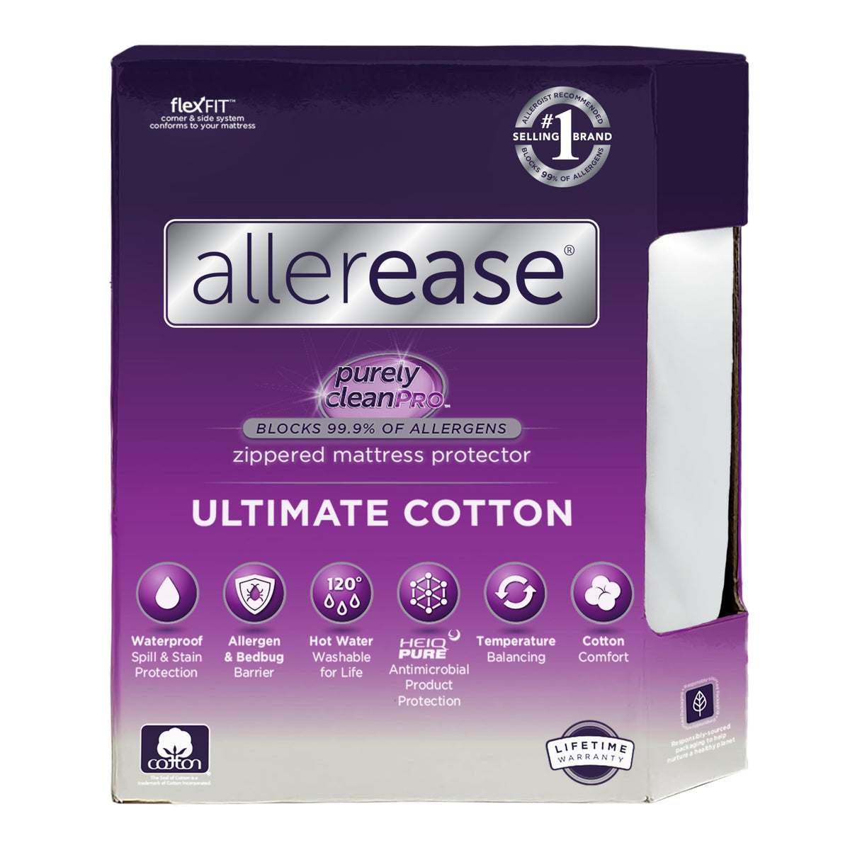 Aller-Ease Ultimate cotton top protector on a full mattress delivers soft comfort.
