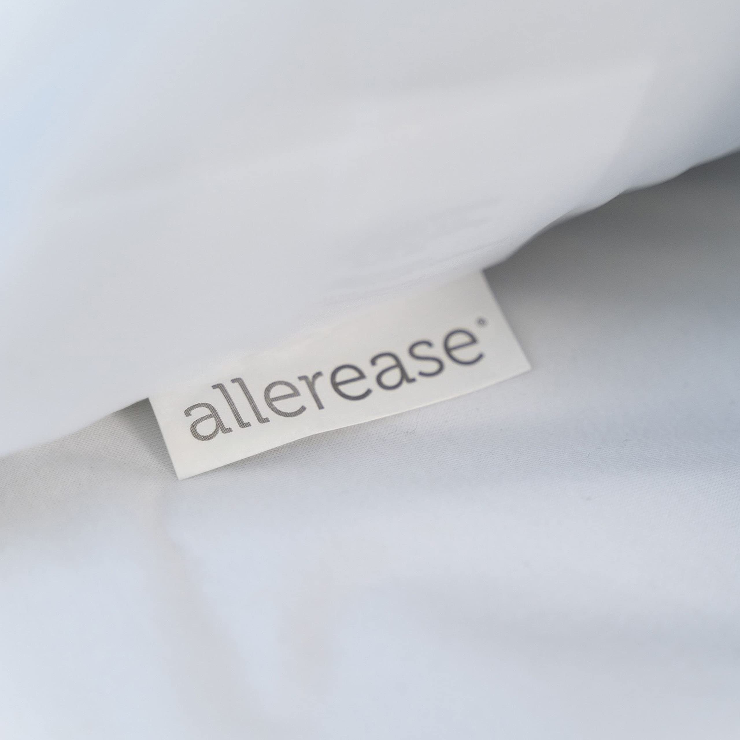 AllerEase pillow protector in wash cycle showing hot-water wash capability