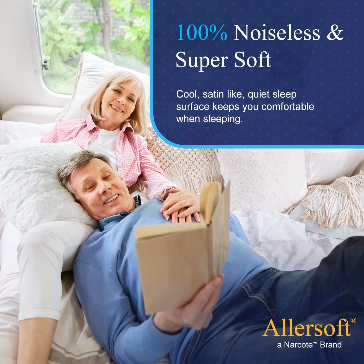 Allersoft 60x75 RV mattress protector fits snugly on an RV bed.