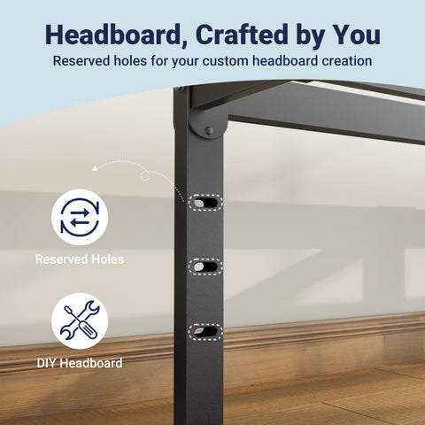 Black finish on the Allewie bed frame adds a contemporary touch.