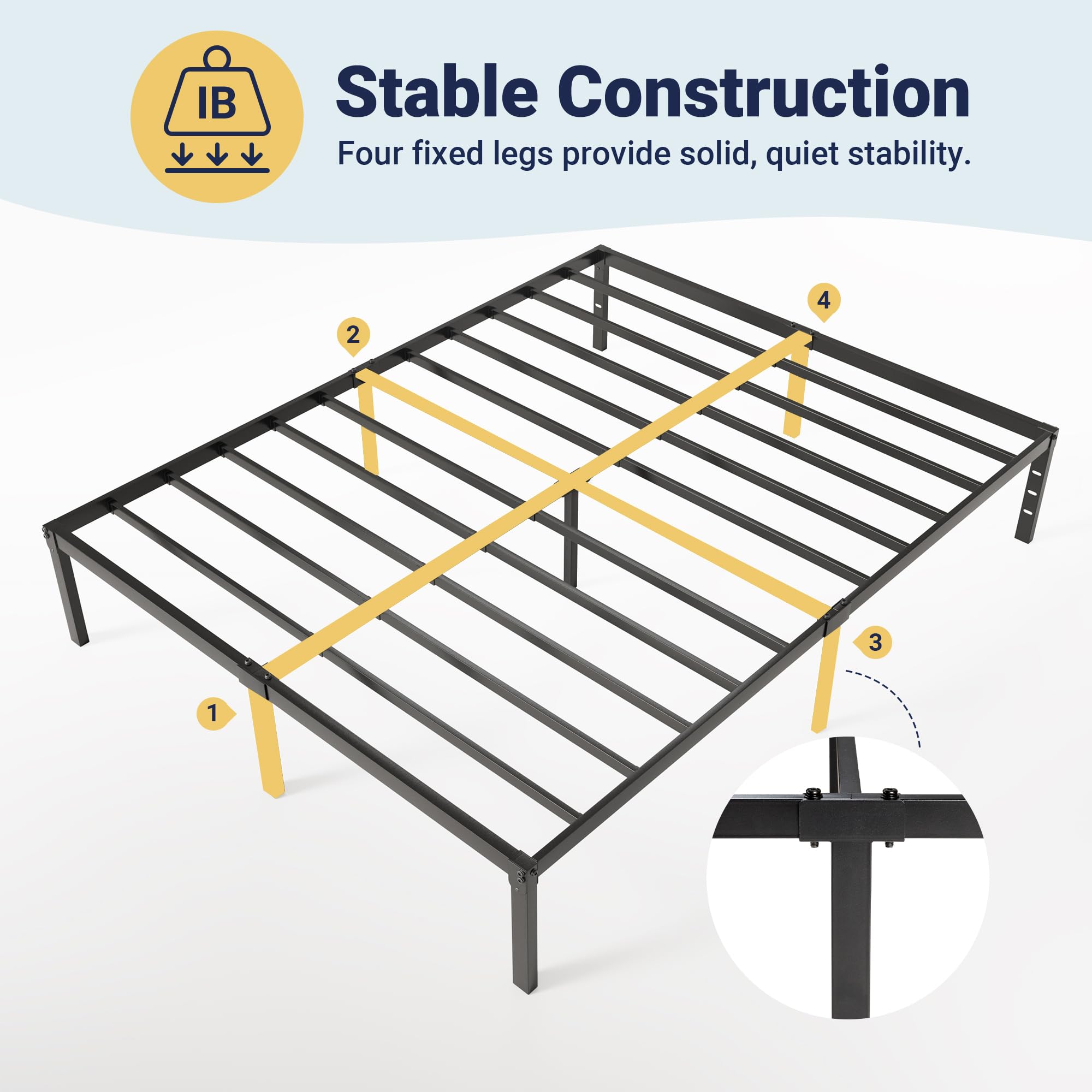 Allewie bed frame has holes for an optional headboard to match your decor.