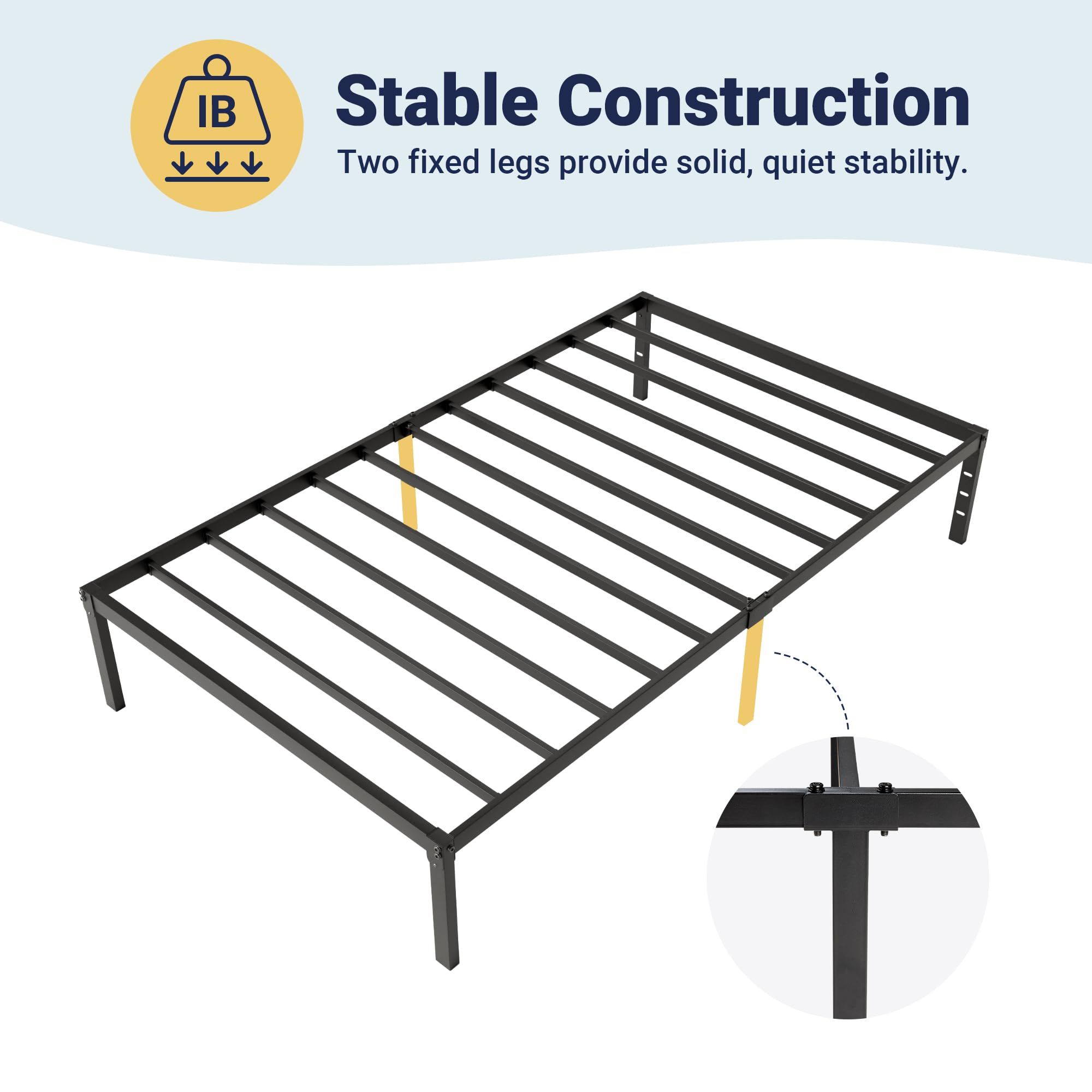 Allewie twin bed frame 14-inch clearance enabling storage access