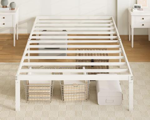 Allewie twin bed frame with 14-inch metal platform for sturdy support.