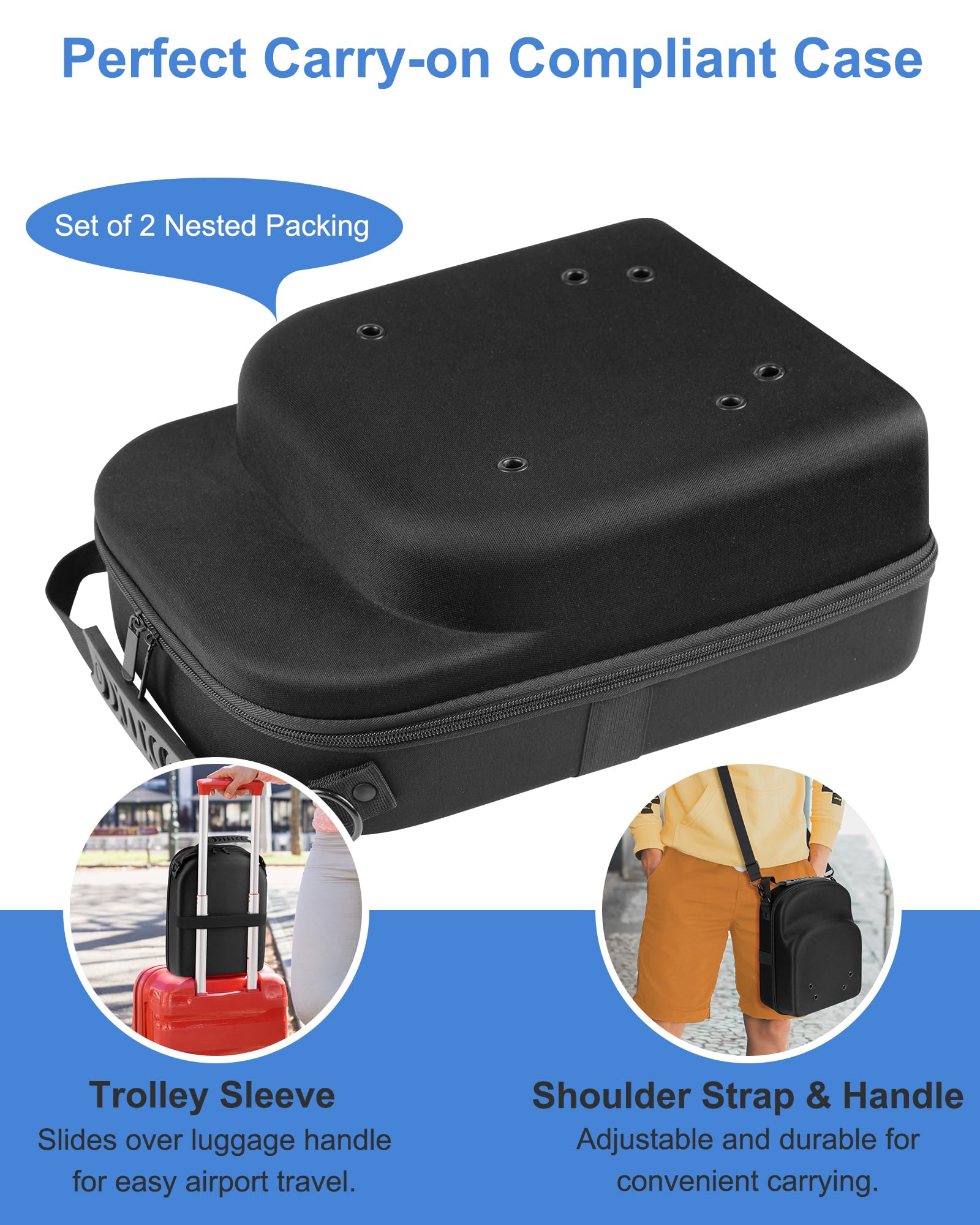 Allgawise hat travel case with removable shoulder strap for hands-free transport