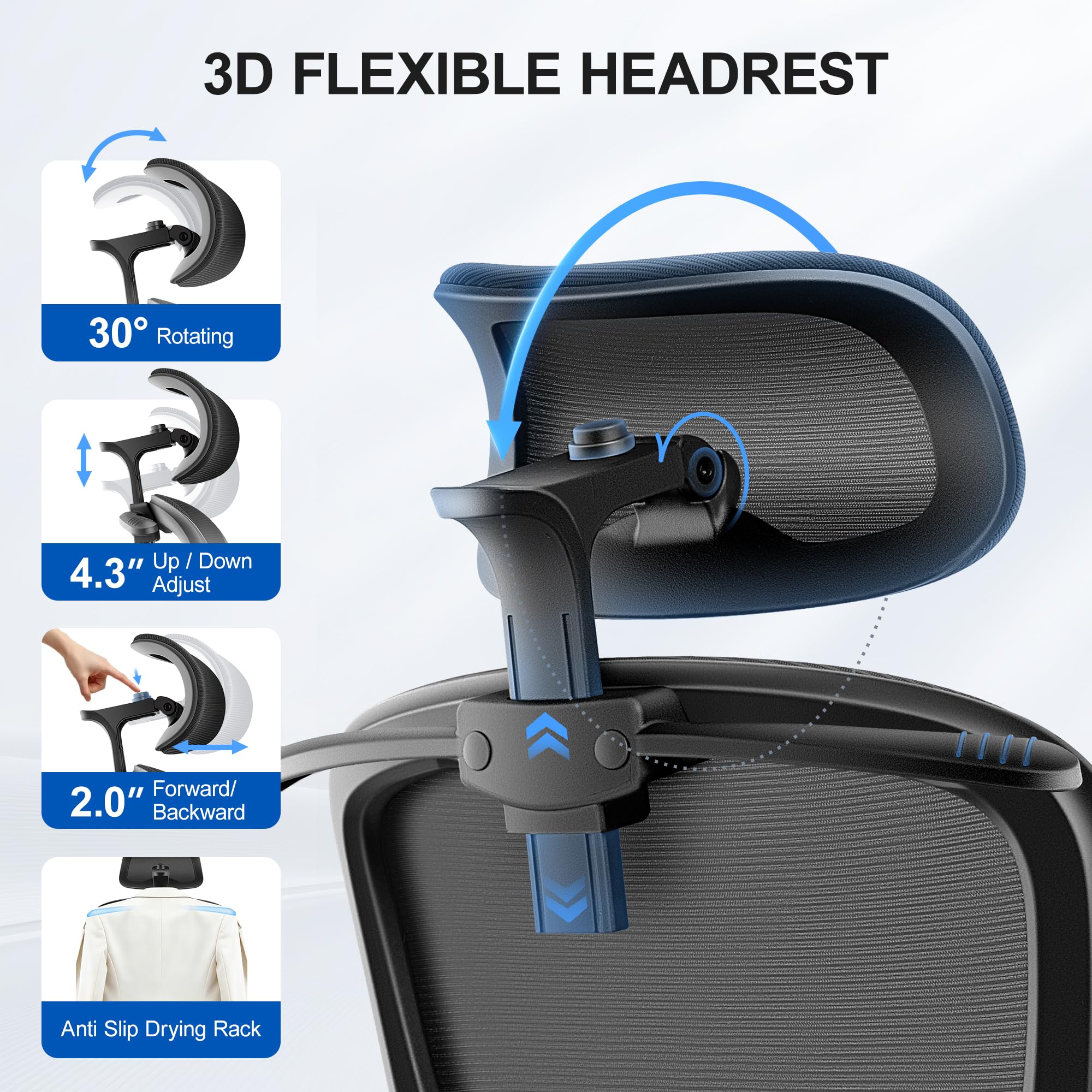 ALLGOD backrest recline 90-135 degrees for versatile positioning