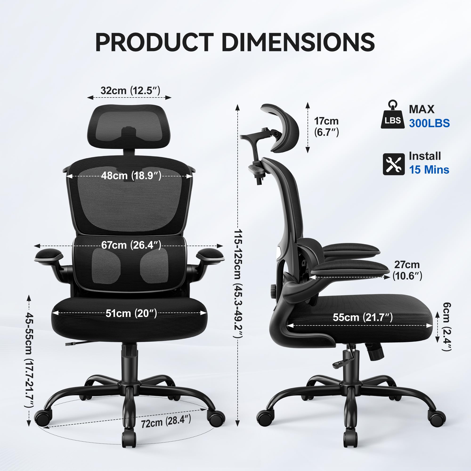 ALLGOD chair headrest adjustable supports neck and shoulders during long typing