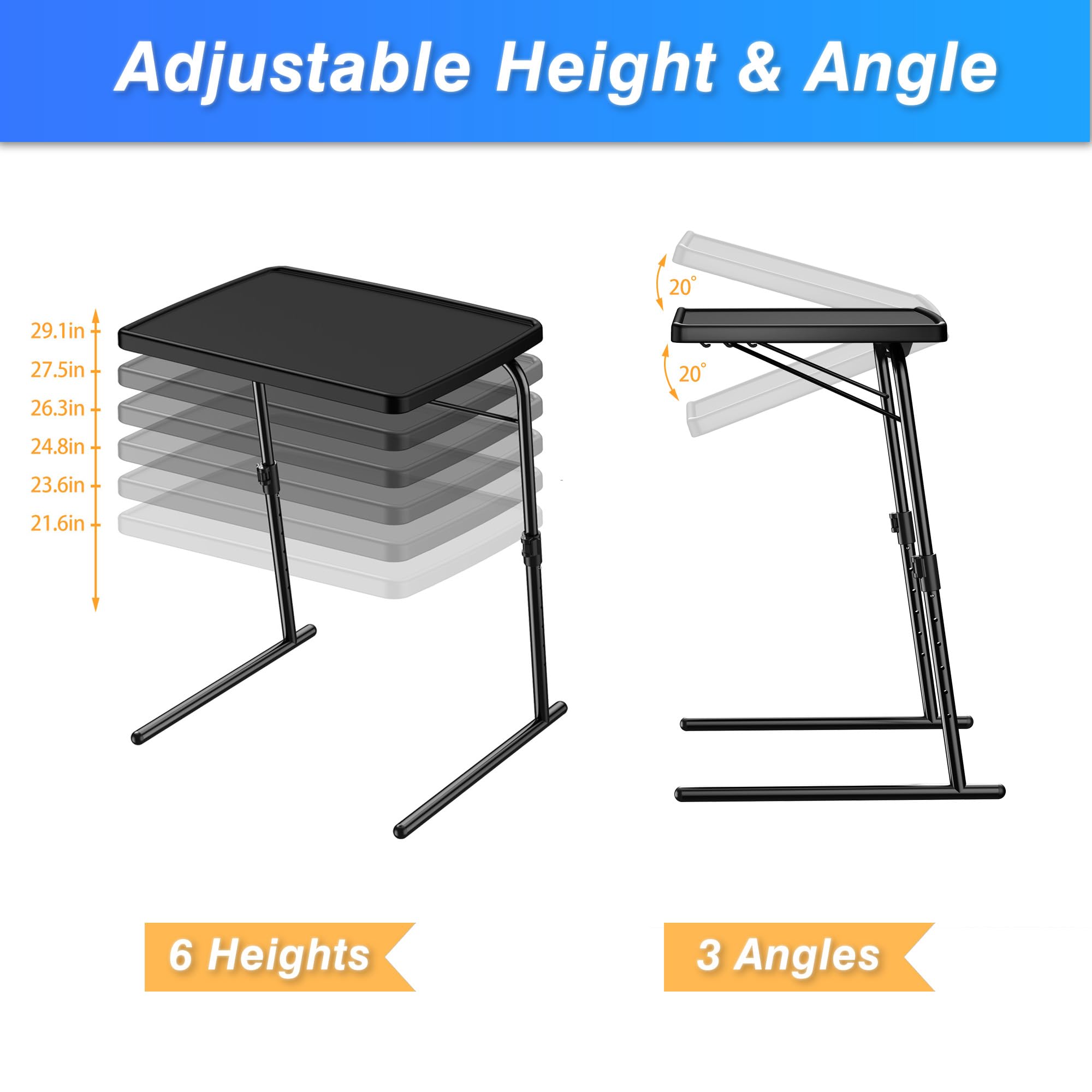 Allpop Max TV Tray Table height and tilt adjust for personalized comfort