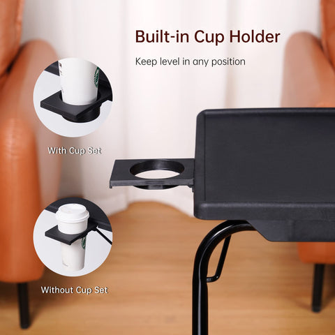 Allpop TV Tray Table cup holder keeps drinks within reach.