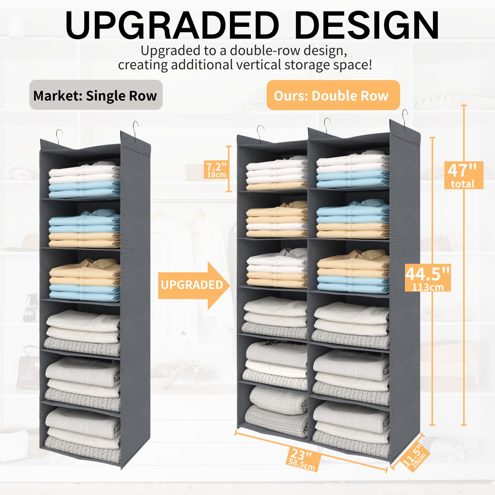 ALLTIDYUP thickened-load-bearing-fabric reinforces shelf for heavy garments