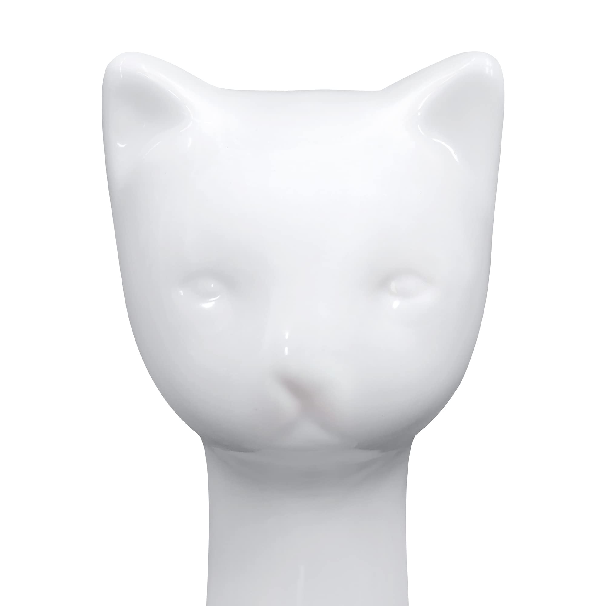 Allure Home Creation white cat ceramic with shiny finish complements décor.