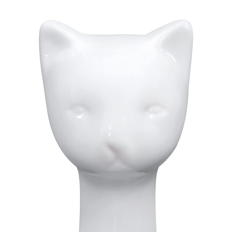 Allure Home Creation white cat ceramic with shiny finish complements décor.