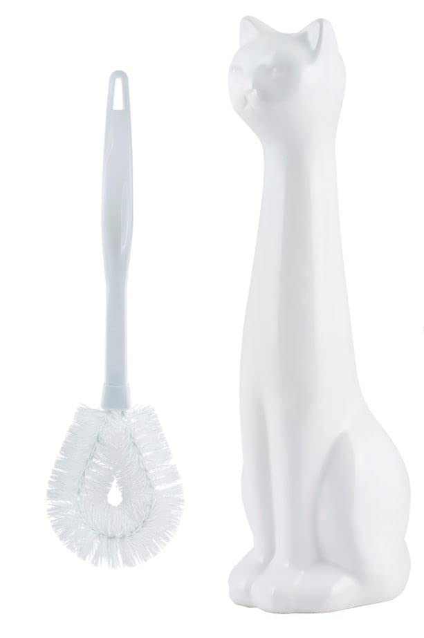 Close-up of Allure Home Creation white cat holder with glossy ceramic finish.