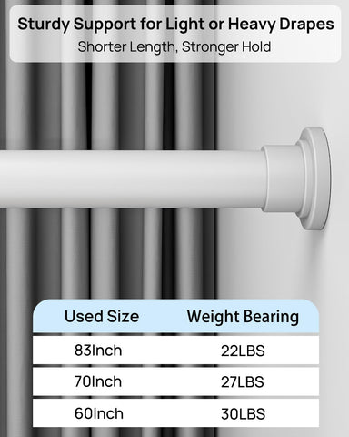 ALLZONE white-finish shower rod blends into bathrooms and laundry spaces.