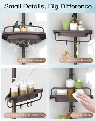 ALLZONE adjustable height fits 34 to 116 inches in most bathrooms.