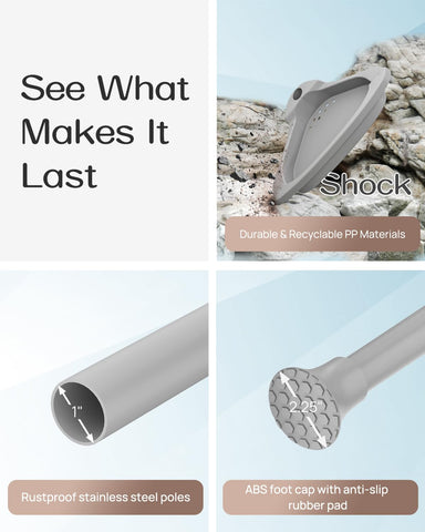 Allzone adjustable height pole fits 34–116 inches for versatile placement in showers.