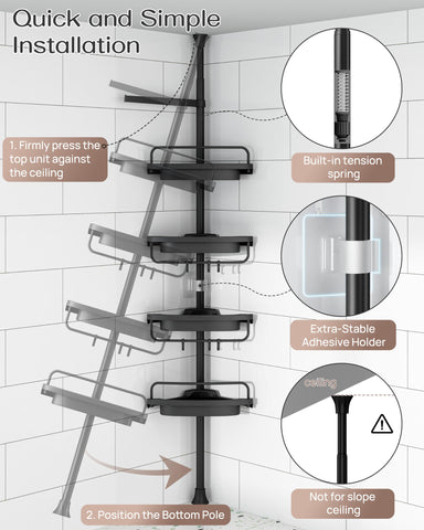 ALLZONE extendable pole enables easy height adjustment from 34 to 116 inches