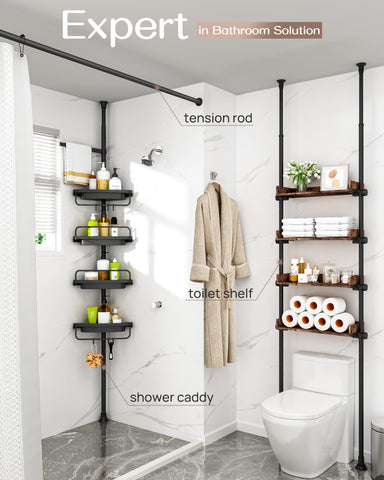 ALLZONE corner shower caddy shelves extend storage space for shampoo and body wash