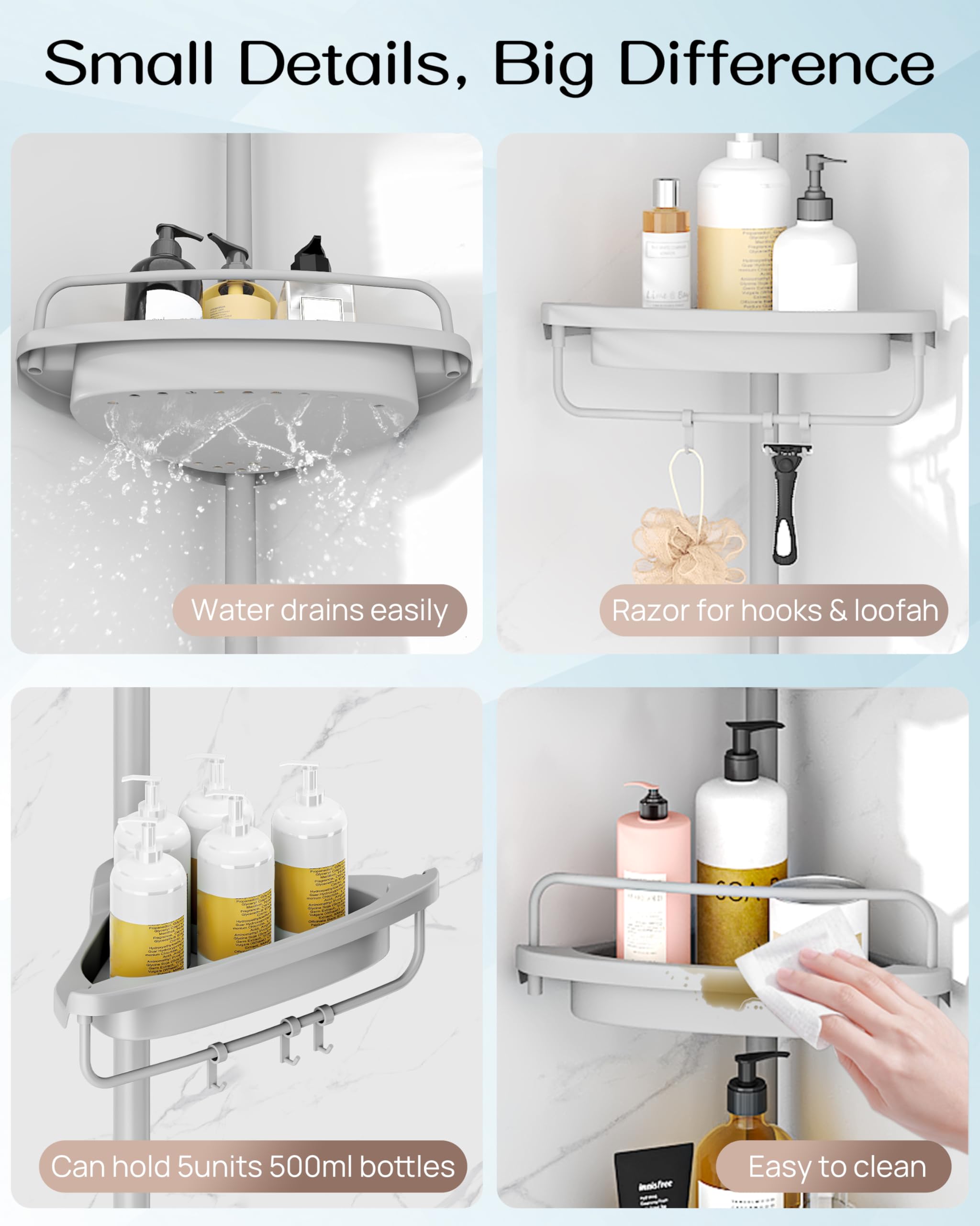 Allzone durable deep shelves prevent tipping and hold heavier bottles securely.