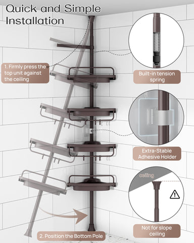 ALLZONE four shelves hold bath essentials neatly without cluttering your shower space.