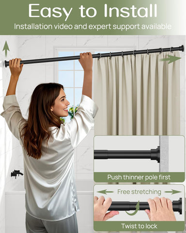 AllZONE heavy-duty 25 lb capacity supports sturdy curtains.