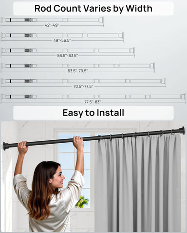 ALLZONE tension rod shows 1-inch diameter for strong support.