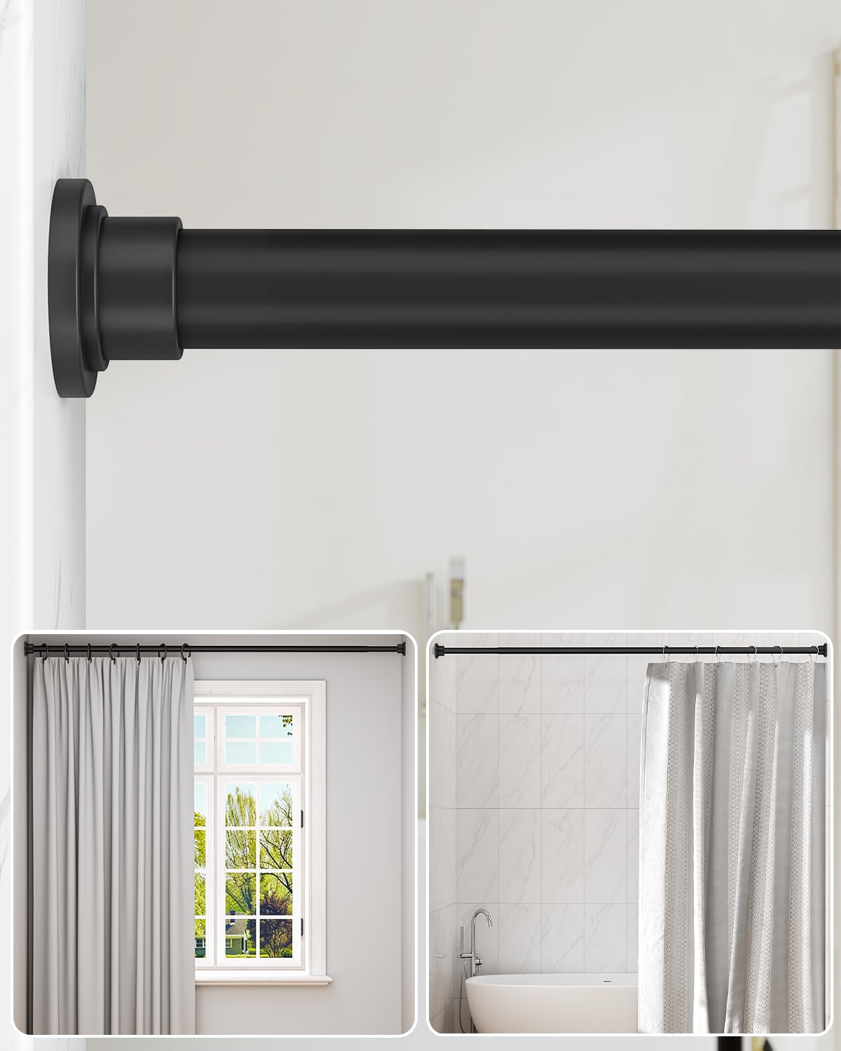 ALLZONE heavy-duty tension rod twist-lock close-up demonstrates secure mounting without drilling.
