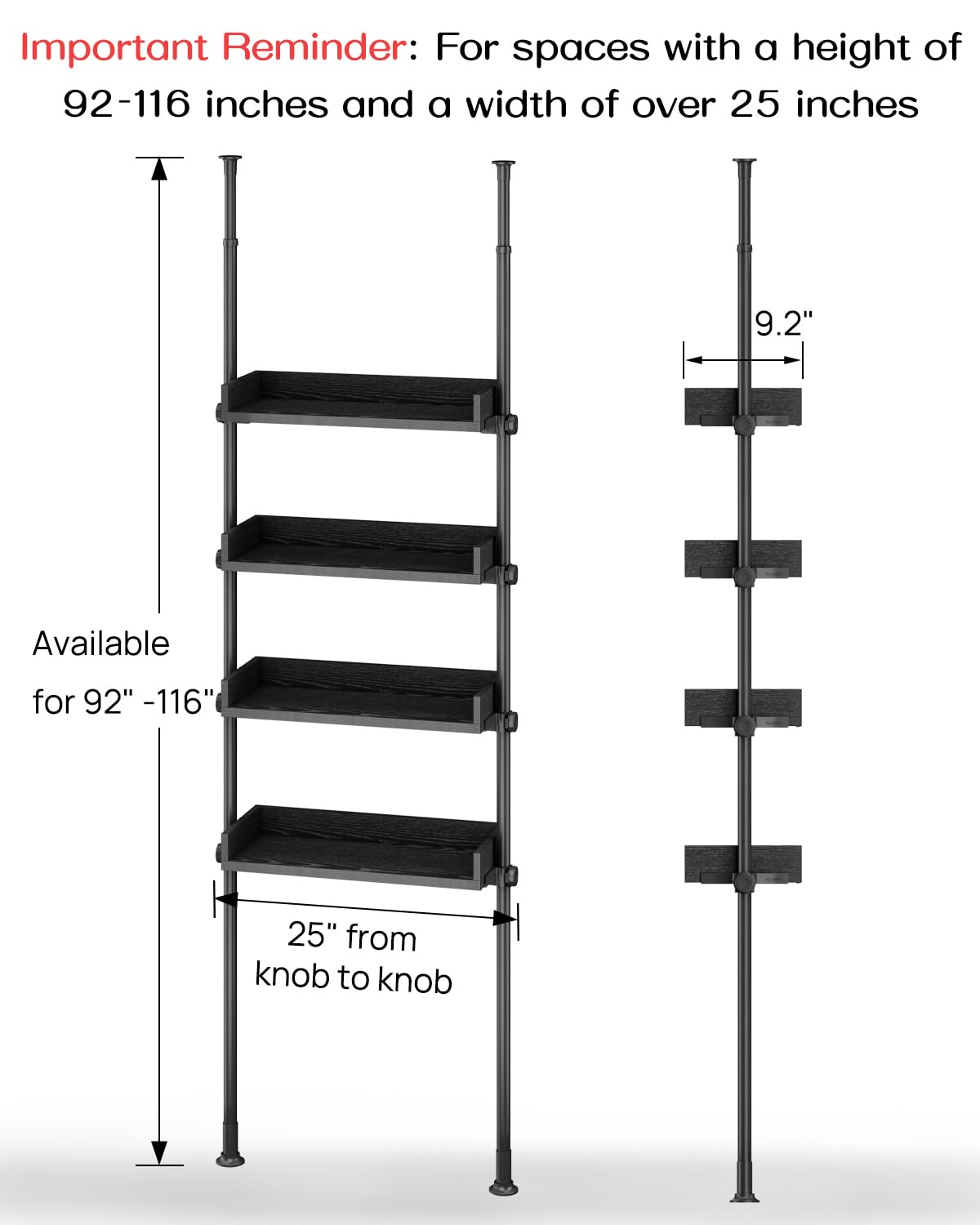 ALLZONE 4-tier over-the-toilet storage side view highlighting organized space