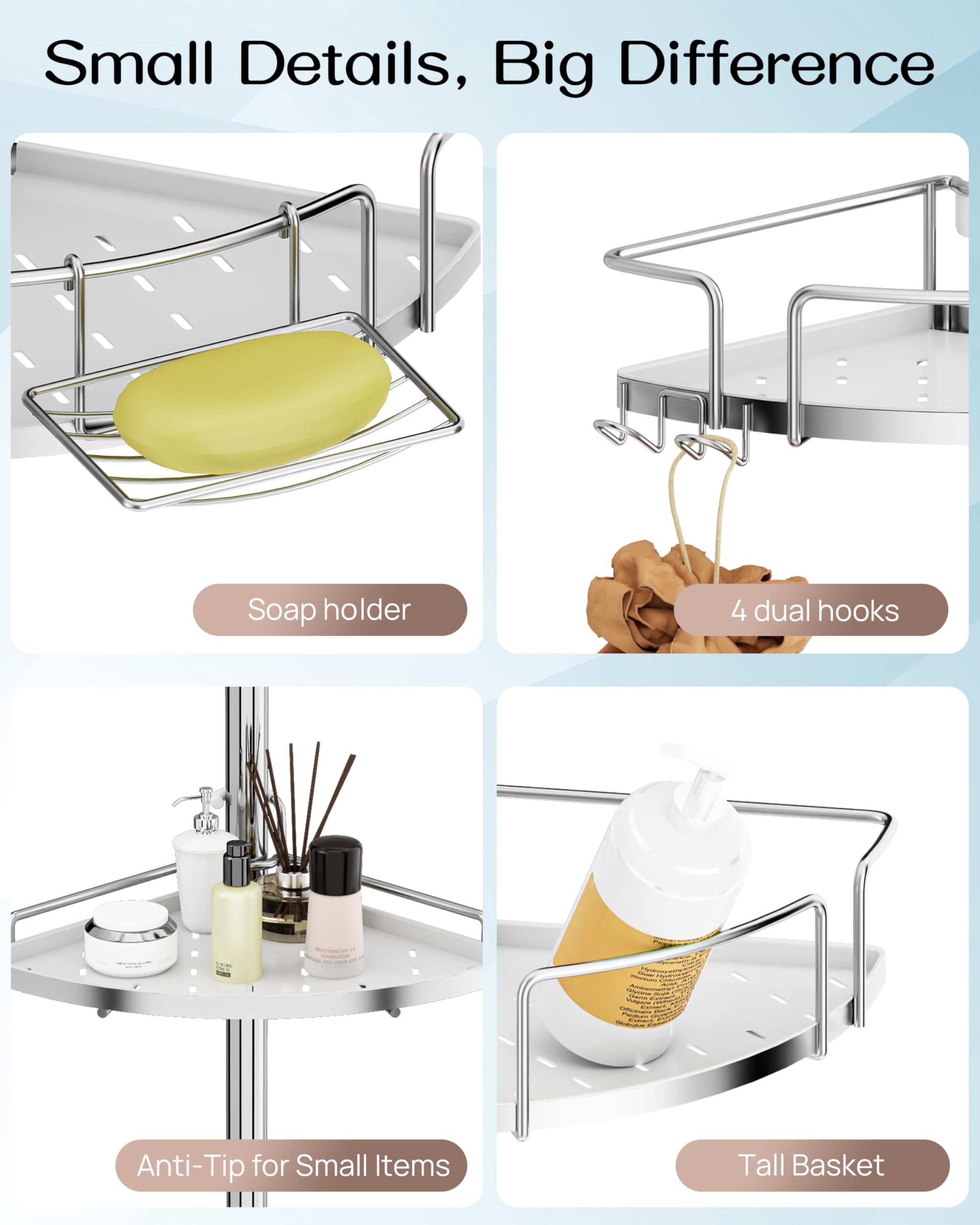 ALLZONE removable plastic trays keep items level and easy to clean.