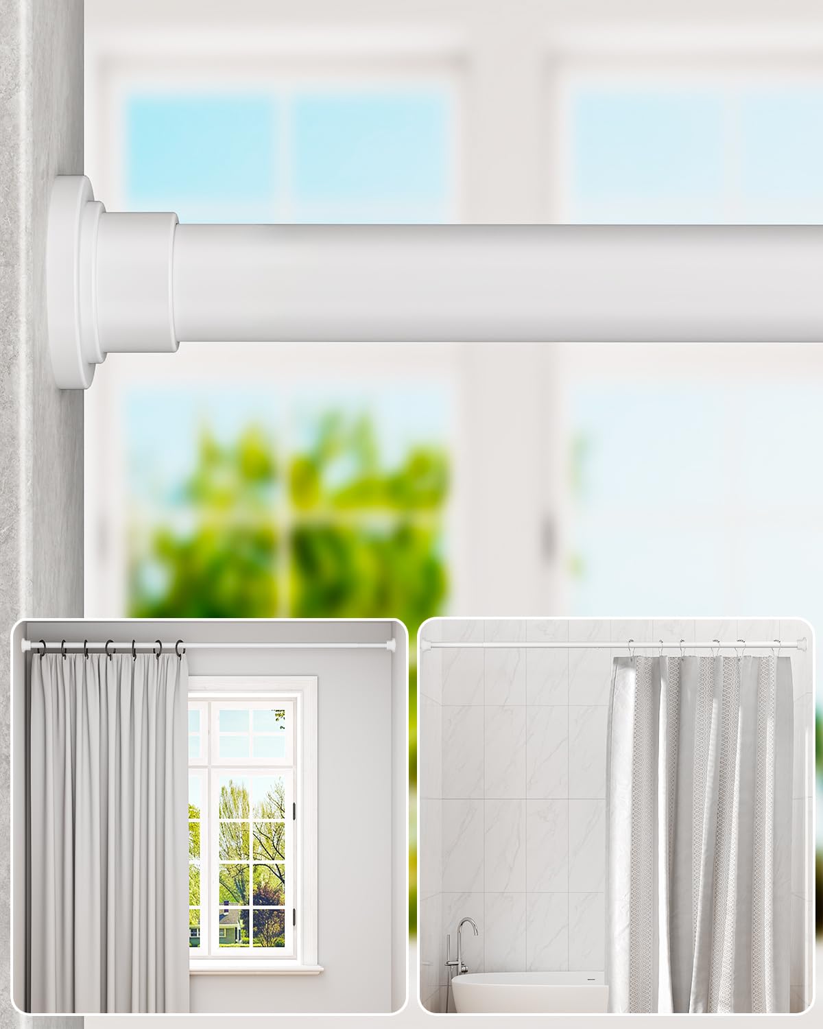 ALLZONE shower-rod-no-drill-assembly sits securely on a tiled wall.