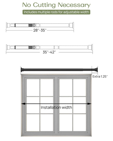 AllZONE adjustable tension rod 28-42 inches fits versatile spaces.