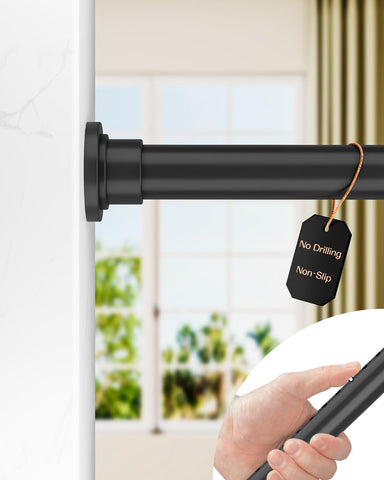Allzone tension rod 83-123 inches offers sturdy no-drill curtain support for large windows.