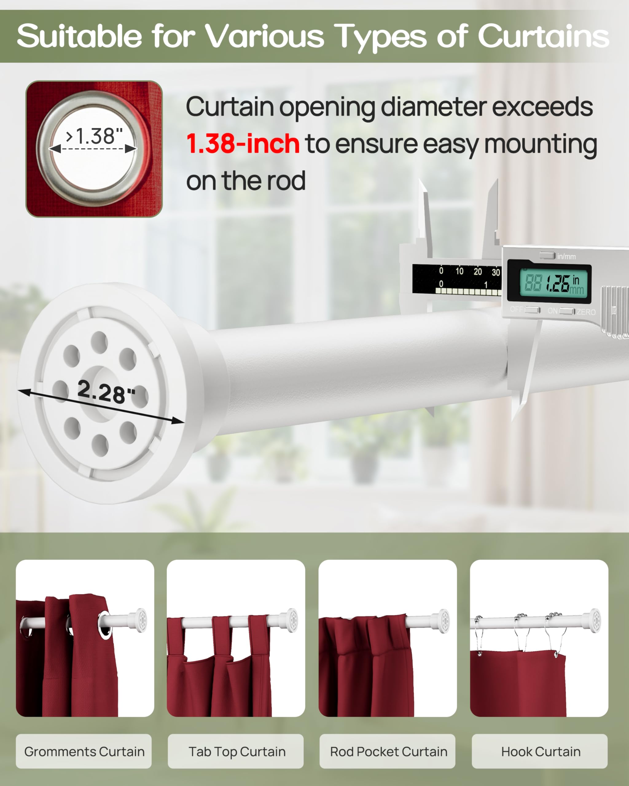 Allzone anti-slip tension rod remains steady during daily use.
