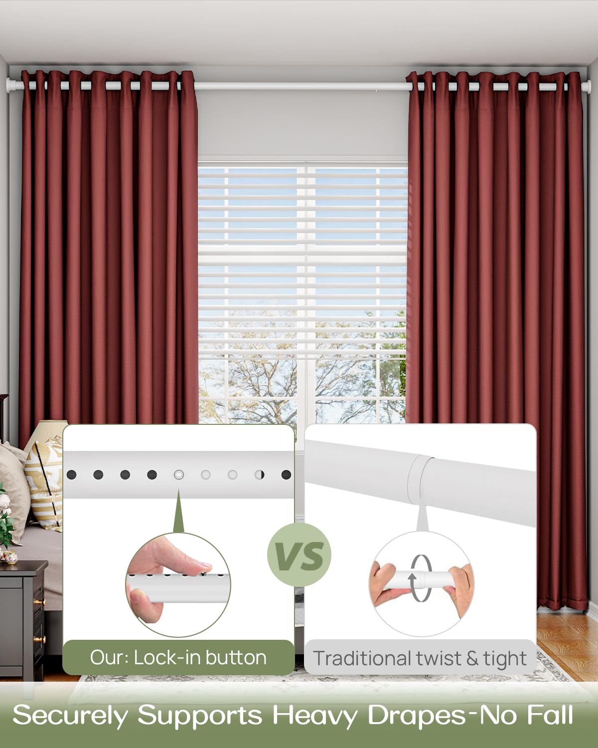 Allzone tension rod no-drill install demonstrates renter-friendly setup.