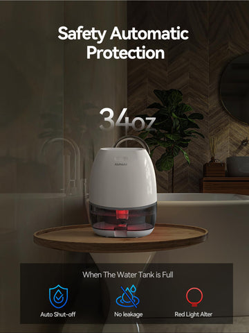 AlohaAir dehumidifier auto shut-off with red indicator