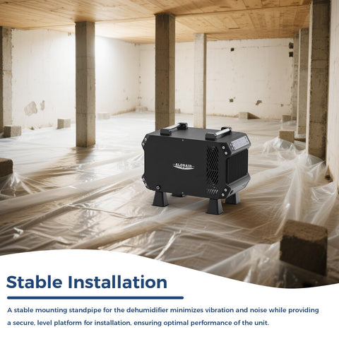 ALORAIR dehumidifier riser with recessed cup design for secure placement during setup.